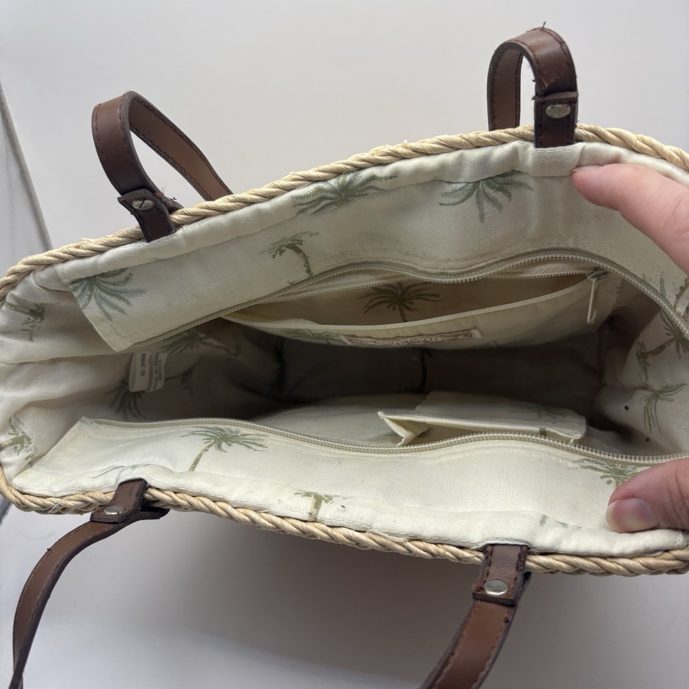 Vintage Capelli Straw Wicker Flamingo Palm Tree Beach Shoulder Bag Purse - Picture 5 of 14